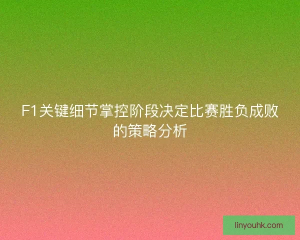 F1关键细节掌控阶段决定比赛胜负成败的策略分析 F1关键细节掌控阶段决定比赛胜负成败的策略分析